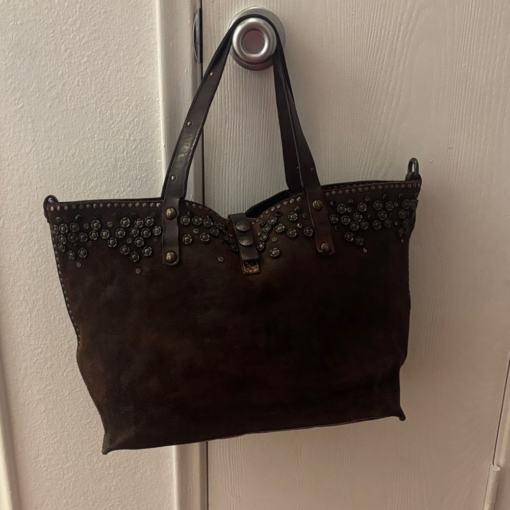 Campomaggi Dark Brown Studded Tote